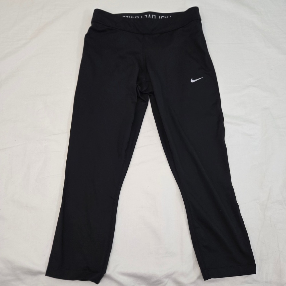 Nike‎ Dri-FIT Running Crop Leggings Womens S Black Run Fast Live Fearless